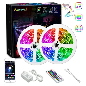 

12V 24V Led Strip Lights Bluetooth App Controller RGB 5050 Neon Lights Lamp Flexible Ribbon Diode Music Sync Color Changing Tape