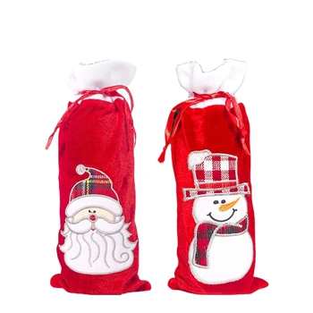

4 Pcs Christmas Wine Bottle Cover Santa Snowman Sweater Holiday Champagne Bottle Cover Xmas Party Dining-Table Bottle Decoration