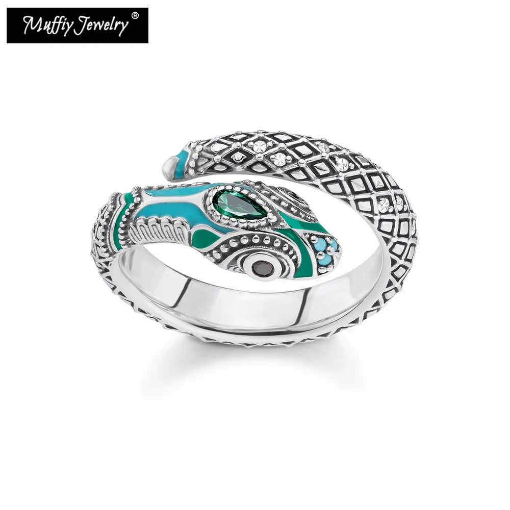 

Blue Snake Opened Ring,Thomas Style Vintage Good Jewelry For Women,2020 Summer New Ts Gift In 925 Sterling Silver,Super Deals