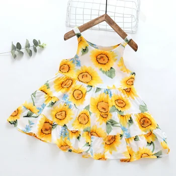 

Baby Girl Dress Summer Sleeveless Flower Print Child Princess Dress Cute Casual Floral Dresses