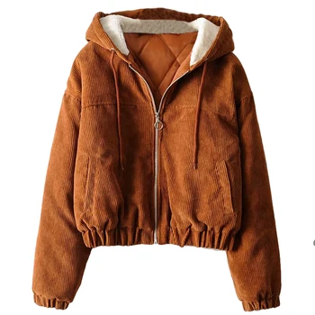 

Winter Women's Short Jacket Hooded Thickened Fur Hooded Warm Padded Coat Big Size Kurtka Damska Ladies Winter Jackets HH50MF