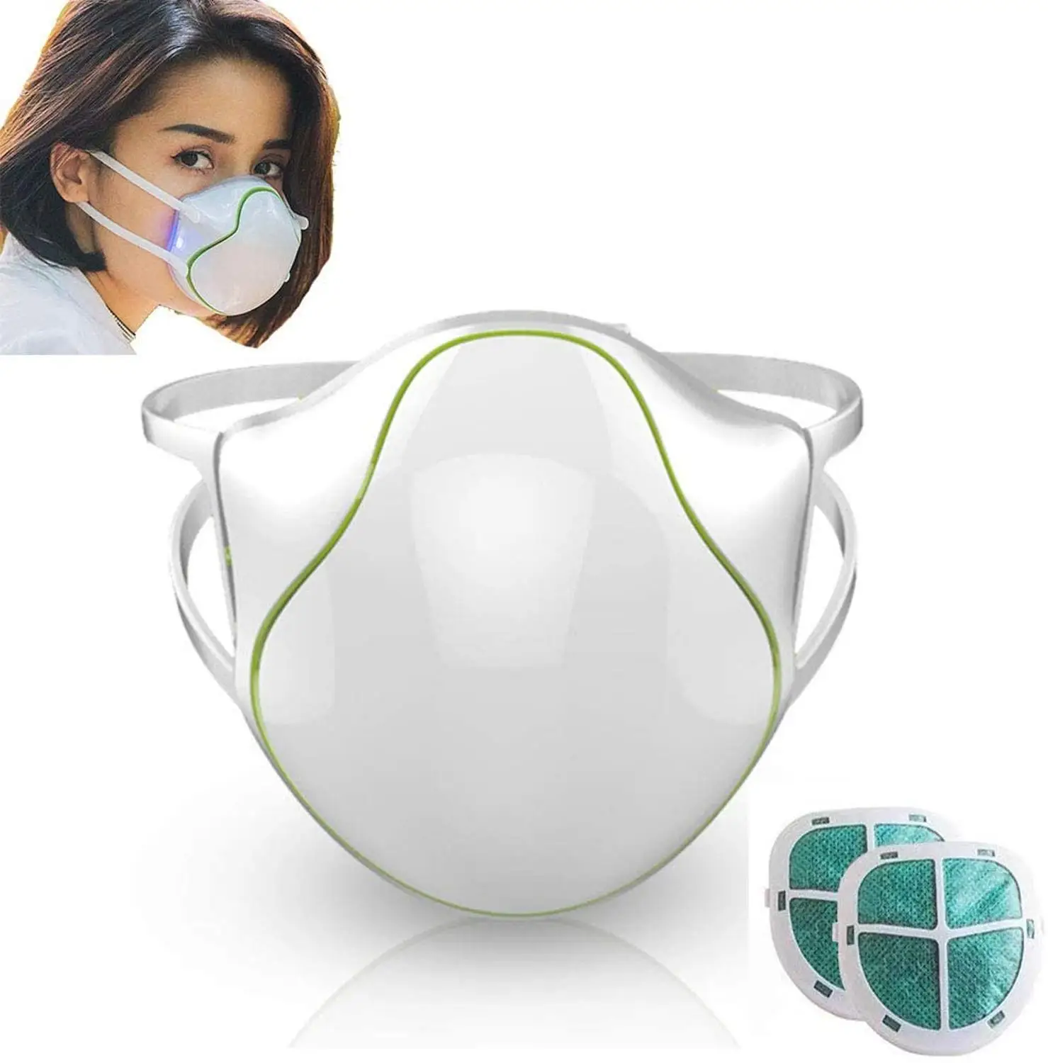 

Electric Dust Breathing Respirator with 2 Pcs Filter Pad Replacements for Base Camp Dust Air Purifying Anti-Fog Anti-Saliva Mask