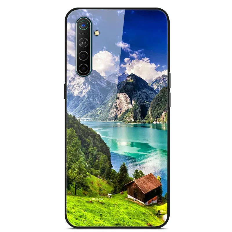 Для OPPO Realme X2 чехол с милым рисунком стекло Жесткий задняя обложка чехлы для OPPO Realme XT чехол RealmeXT Мягкий Бампер RealmeX2 X 2 funda - Цвет: 12