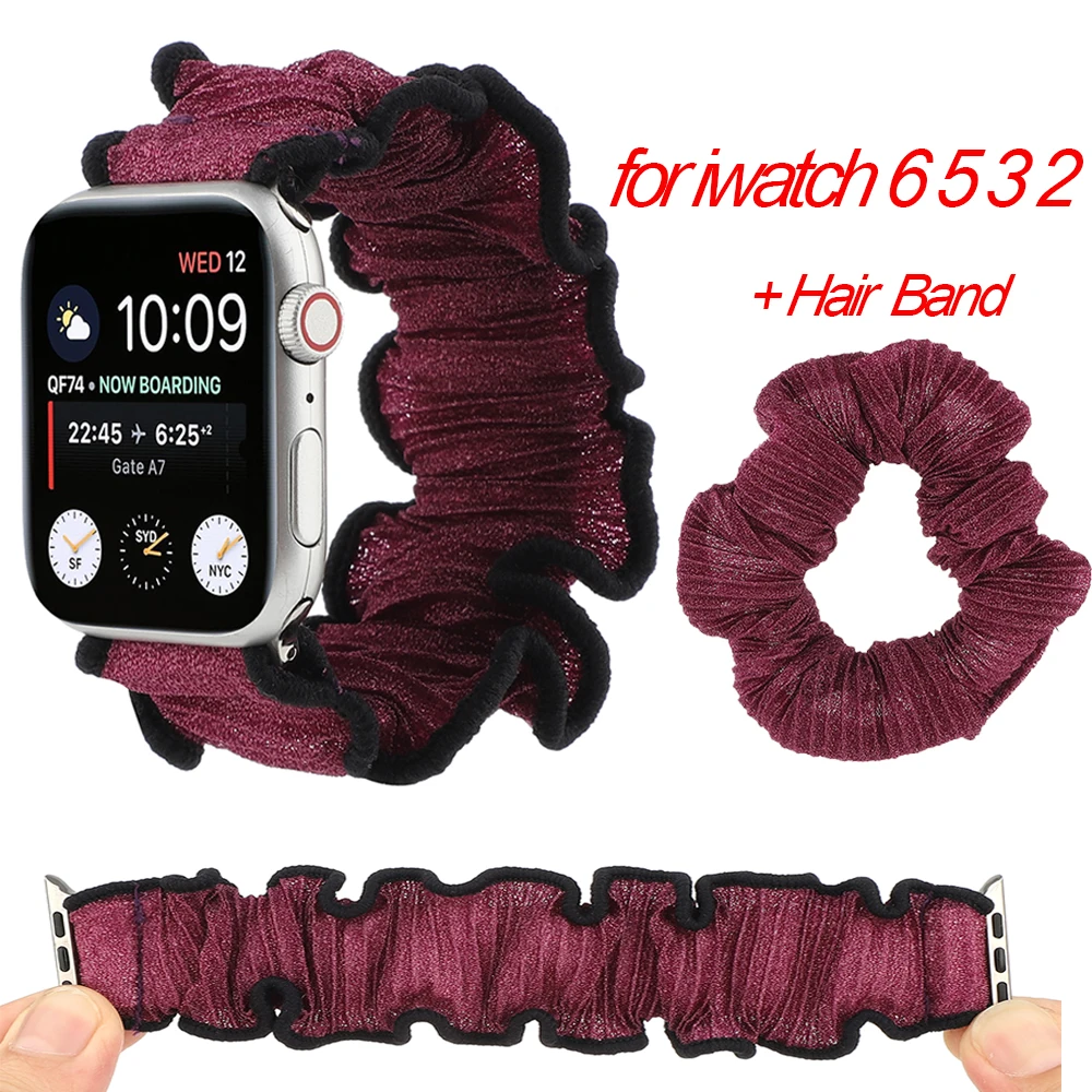 Scrunchie Strap for Apple Watch 44mm 40mm 38mm 42mm Watchband Women Girls Elastic Bracelet Hair Band iwatch 6 5 4 3 2 1 | Наручные часы