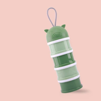 Green 4 слоя мультфильм портативный Новорожденный ребенок еда контейнер коробка Эфирное молоко и злаки порошка коробки младенческой Дети формула молоко Контейнер - Цвет: Green