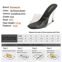 11CM Women's Sandals Fashion Transparent Crystal High Heels Women's Shoes Large Size 35-43 Fish Mouth Party Red Wedding Shoes - Image 5