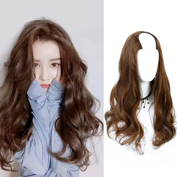 

Natural U-Part Synthetic Hair Extension 7 Clips Ins One Piece Straight Curly 3/4 Full Head Wig False Hair