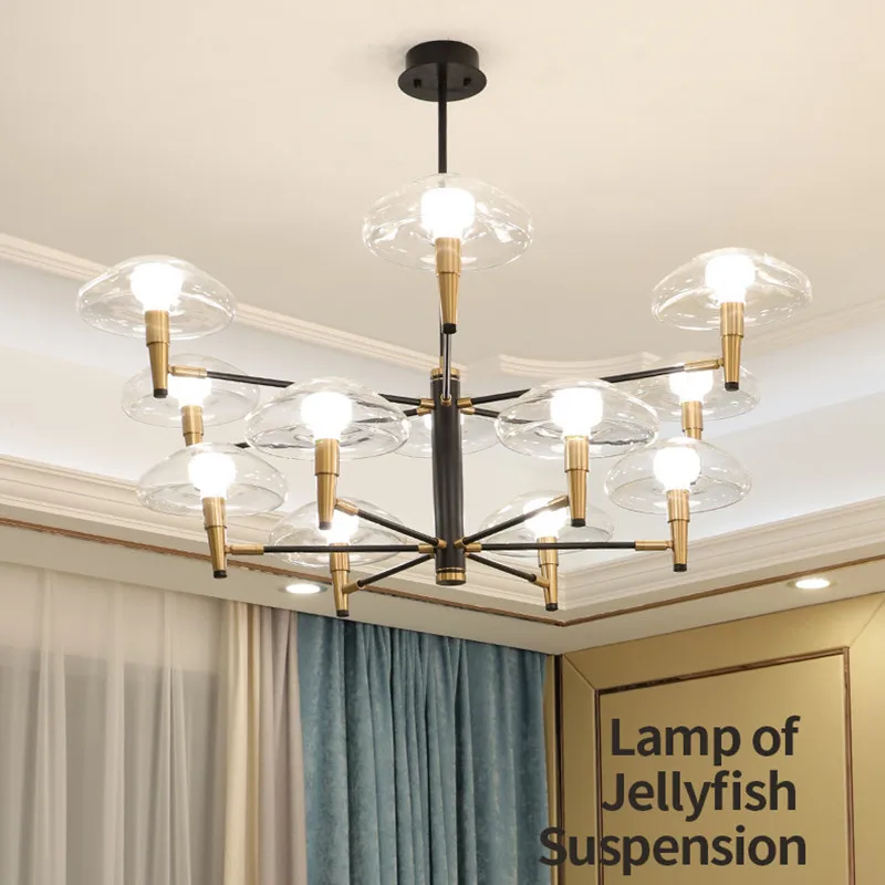 

Post-modern Living Room Glass Led Pendant Light Modern Creative Art Jellyfish Dining Led Hanging Light Fixtures Free Shipping