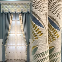 

American Curtains Fall Hall French Windows Chenille Blackout Curtains for Bedroom Nordic Style Curtains