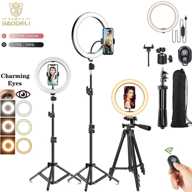 10" 26cm LED Selfie Ring Light Photography RingLight Phone Stand Holder Tripod Circle Fill Light Dimmable Lamp Trepied Streaming 1