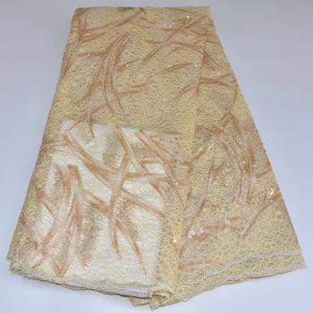 

2019 Latest French Nigerian Sequins Laces Fabrics High Quality African Net Laces Fabric Wedding African French Tulle Lace FS-98