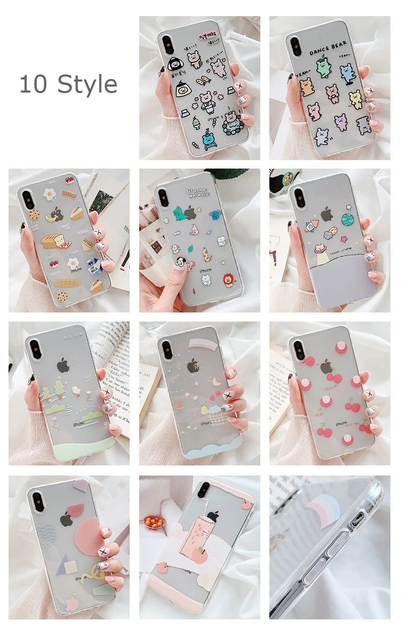 Корейский стиль, маленький прозрачный мягкий чехол для телефона для iPhone 11 Pro Max, задняя крышка из ТПУ для iPhone X, XR, XS, Max, 8, 7, 6, 6S Plus, чехол