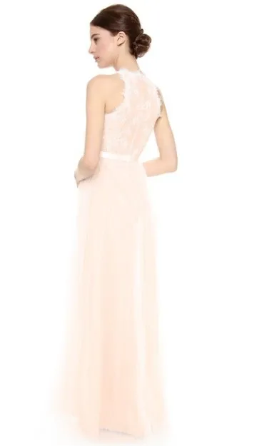 Вечерние платья vestido de festa robe de soiree, Новые Модные Недорогие кружевные розовые длинные вечерние платья для подружек невесты