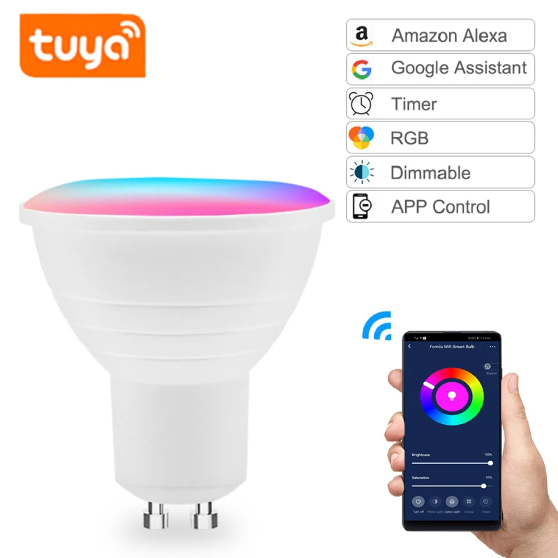 Умная светодиодная лампочка Tuya с поддержкой Wi-Fi и управлением голосом |