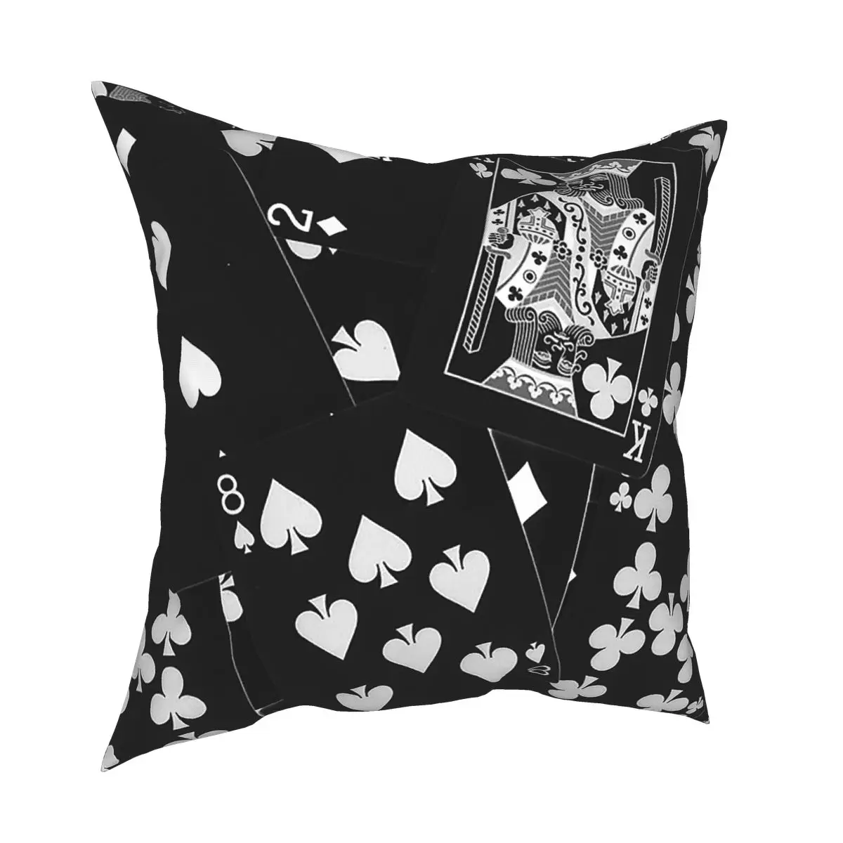 

Playing Cards Black White Pillowcase Home Decor Poker Cushion Cover Throw Pillow for Living Room Double-sided Printing Printed
