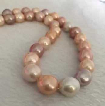 

stunning13-14mm south sea baroque multicolor pearl necklace 18"925s KKK