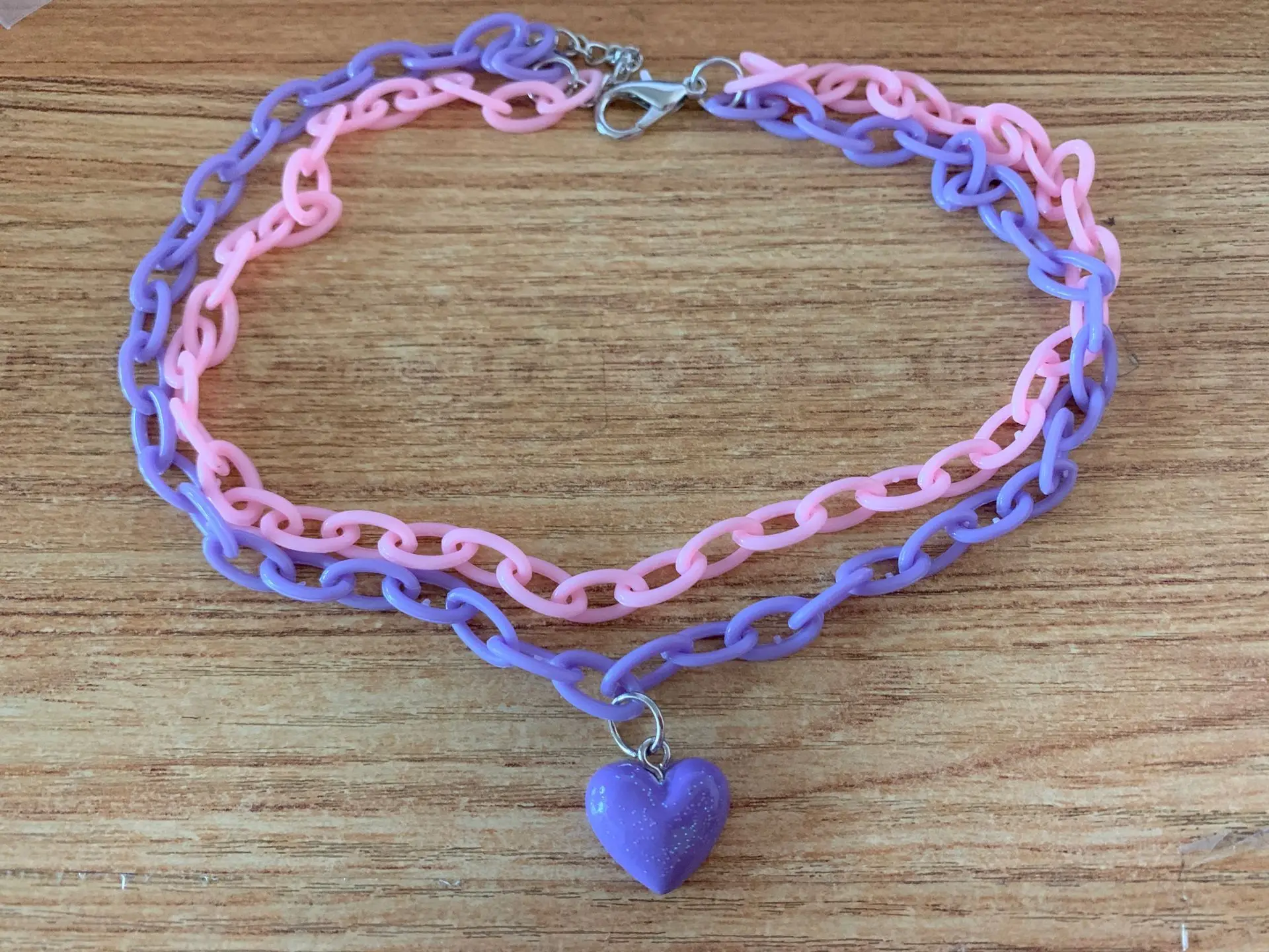 Harajuku, ожерелье из смолы для женщин, ювелирное изделие, цепочка из бисера, женский символ, Интернет, для девушек, чокер в стиле панк-рок, Collares Mujer CL60 - Окраска металла: Purple  Pink
