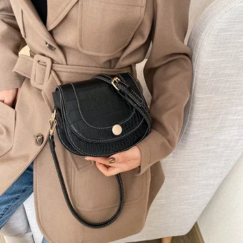 

Luxury Stone Pattern Women Shoulder Bag Brand Designer Leather Handbag Ladies Fashion Saddle Bag Mini Small Clutch Crossbody Bag