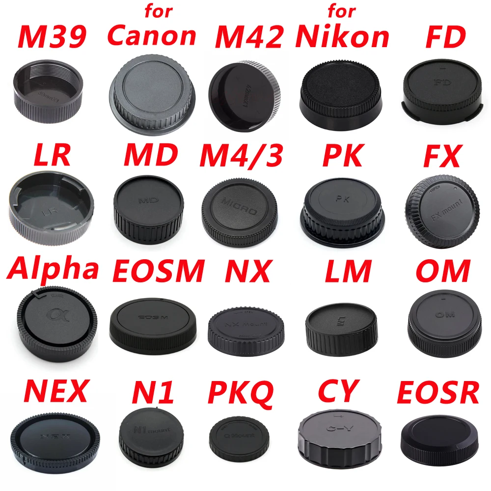 Rear Lens Cap 5pcs 10pcs For Canon FD Nikon Sony NEX Alpha Pentax PK Q Olympus M4/3 OM Minolta MD Fujifilm FX Leica LM M39 M42 camera lens cap,camera protection cap,camera lens cover,camera cover