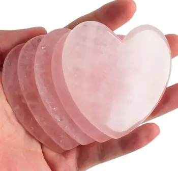 

KCONYD Factory Wholesale Natural Jade Body &Face Guasha Plate-Rose quartz-Big Heart shape