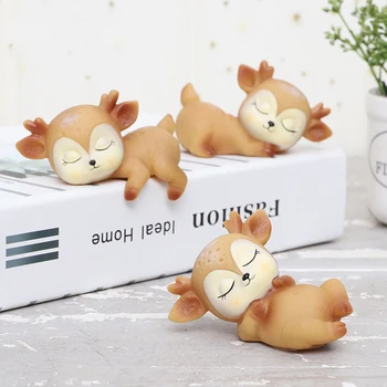 

Resin Sleeping Baby Deer Mini 3D Elk Christmas Ornaments Cute Decor for Home Garden Car Xmas Party Decoration Kids Gift