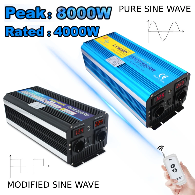 4000w/8000w Inverter Dc 12v/24v To Ac 220v 230v 240v Remote Control ...