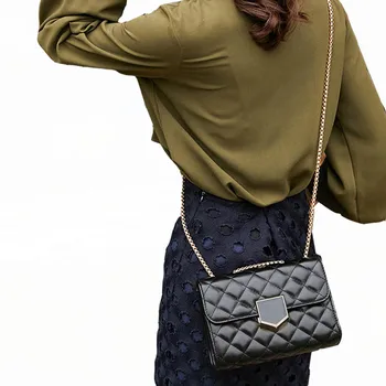 

Women's Diamond Stripe Shoulder Bag Premium Leather Female Crossbody Bag Luxury Designer Clamshell Handbags Chain Clutch Purse