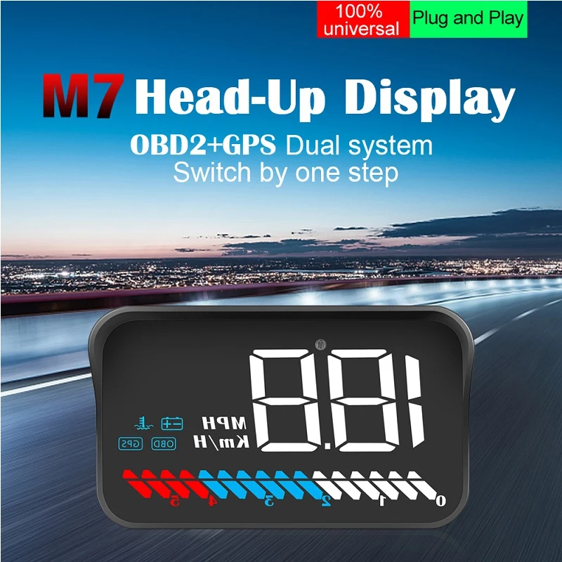 

New On-board Computer Digital HUD OBD2 GPS Head Up Display RPM Overspeed Alarm Driving Fatigue Windshield Projector
