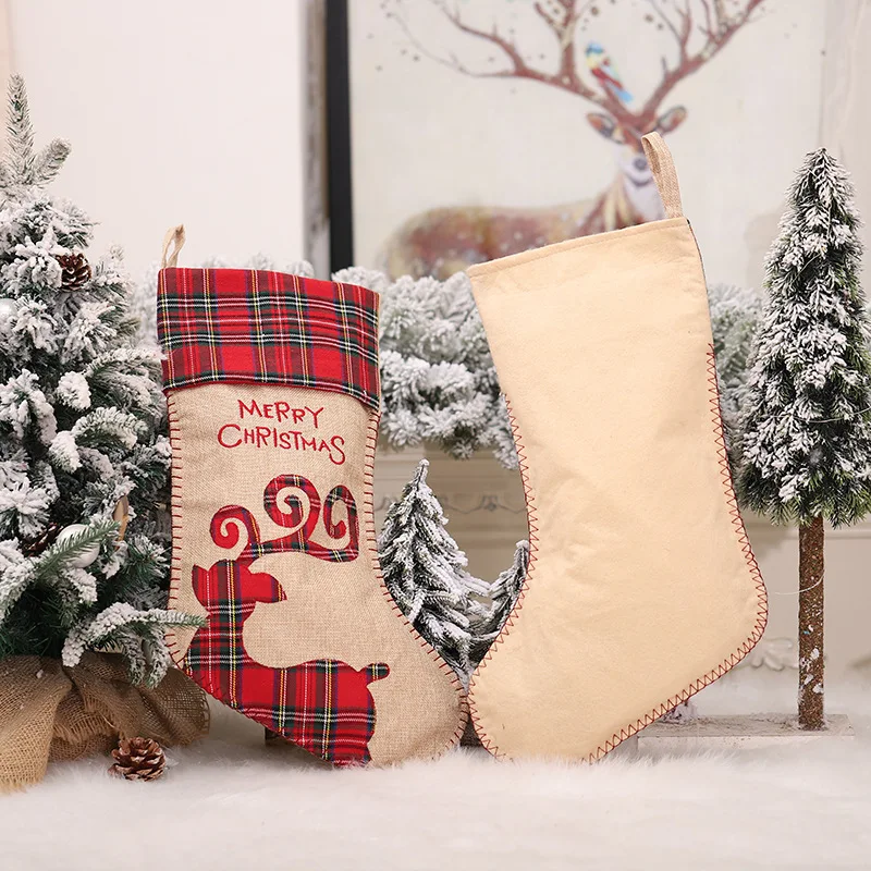 Christmas Stocking Large Santa Sack Bag Christmas Socks New Year 2022 Christmas Tree Decorations for Home Noel Deco Navidad 2021