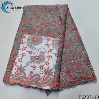 

Alisa prevalent african net lace fabric high quality embroidery with stones french lace nigerian tulle fabric 5 yards for sewing