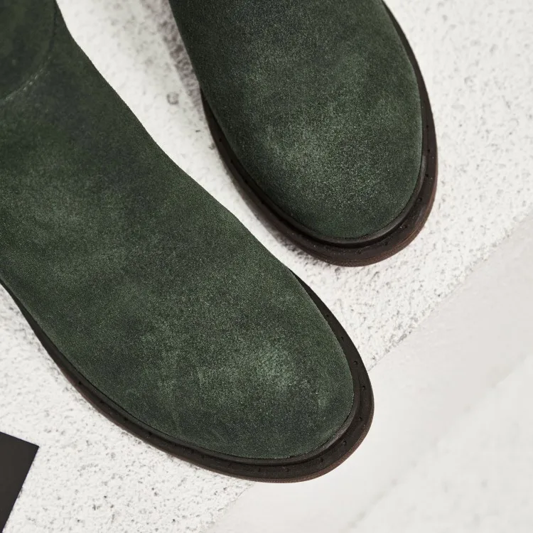 Original Intention Autumn Winter High-Quality Ankle Boots Woman Green Black Lamb and Fur In One Pair Of Snow Boots Square Heel