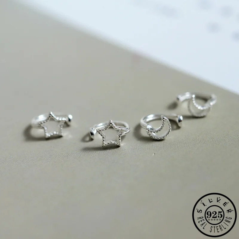 Корейский 925 пробы серебро 6 мм полые с изображением луны и звезд из нержавеющей