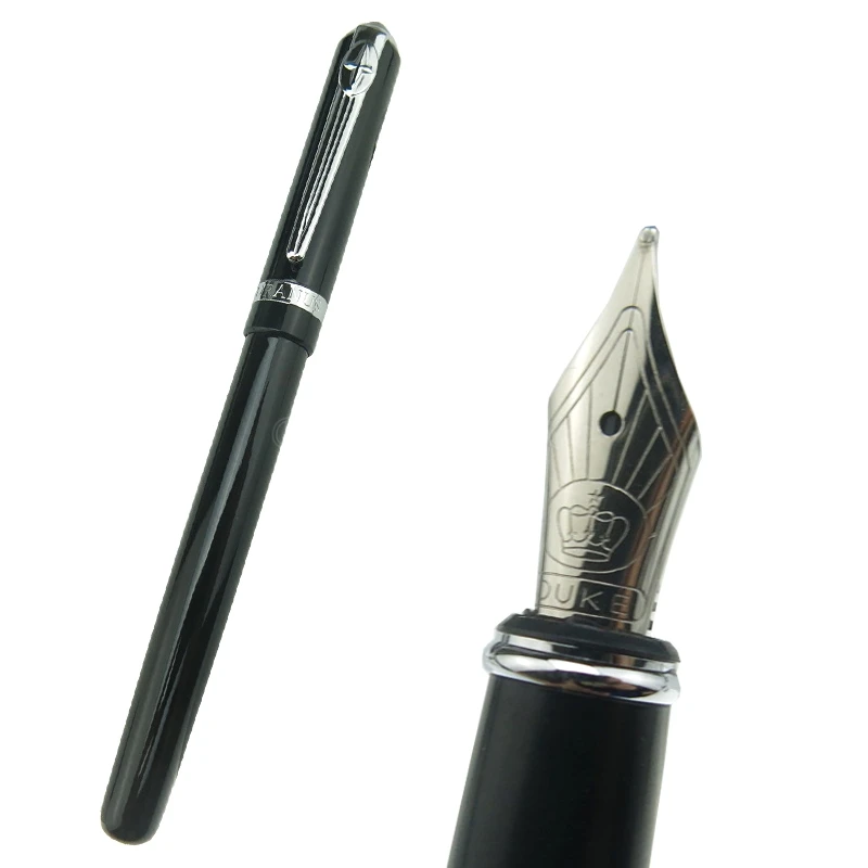 duke 2009 black fountain pen memory charlie chaplin big size unique style medium bent nib heavy business office writing pen Duke 962 Classic Series Fountain Pen Medium Nib Black Color Writing Gift Pen For Office & School & Home