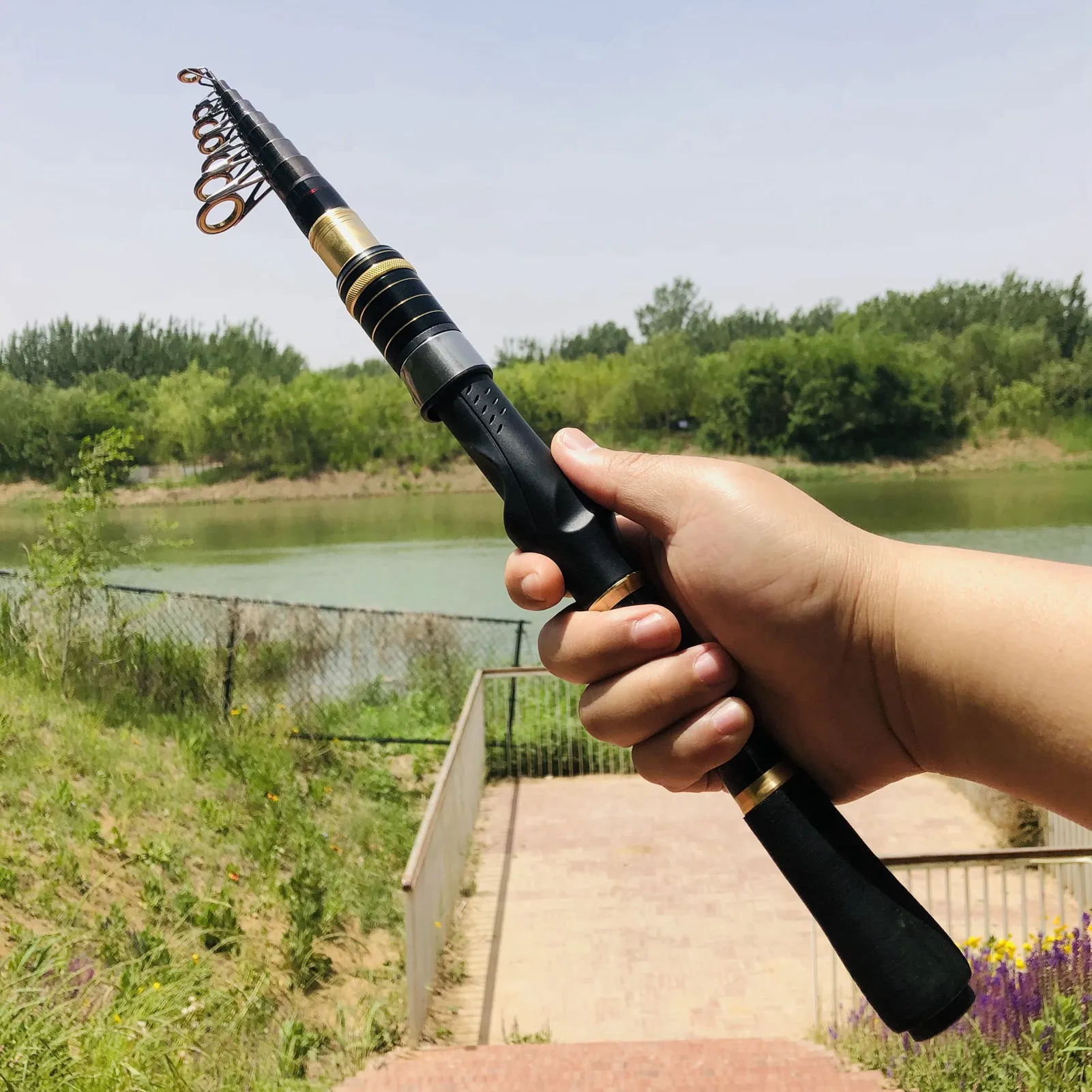 Canne à Pêche Télescopique Portable - 48 Cm Fermée, Fibre De Verre - Pour Pêche En Mer, Lancer Longue Distance