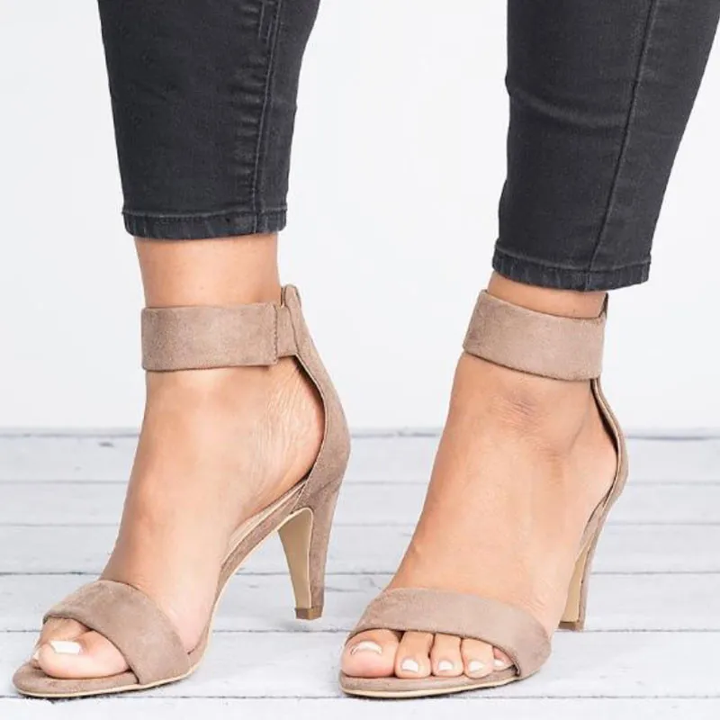 

Women Sandals Mid Heel Open Toe Summer Shoes 5CM Heels Sandals Female Plus Size 43 Sandalias Mujer Thin Heel Shoes Woman XKD4137