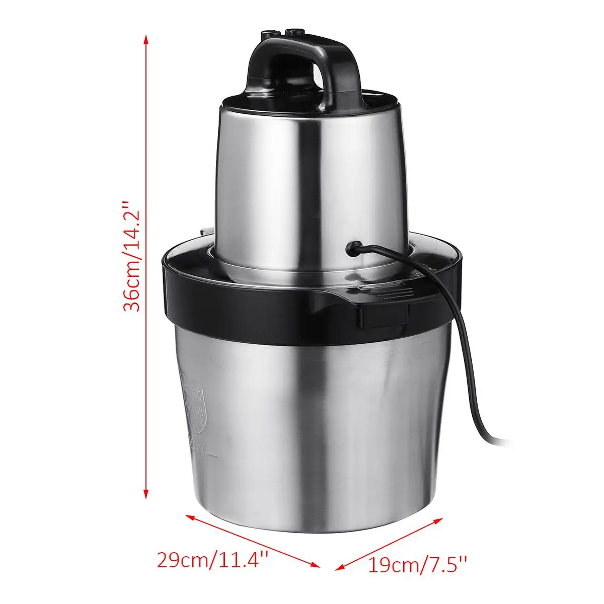 Electric Meat Grinder 1800W 6Liter Stainless Steel Chopper 2 Speeds 4 Blades Automatic Food Mixer