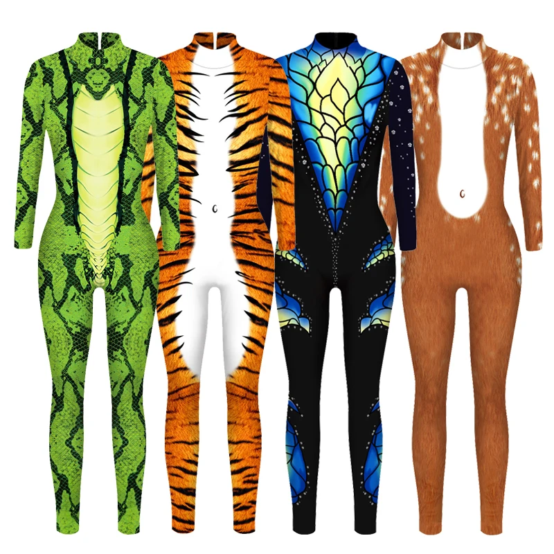 Adult Kid Night Animals Skin 3D Digital Printed Cosplay Costume Girls Boys Halloween Carnival Party Tiger Snake Bodycon Jumpsuit Adult Kid Night Animals Skin 3D Digital Printed Cosplay Costume Girls Boys Halloween Carnival Party Tiger Snake Bodycon Jumpsuit