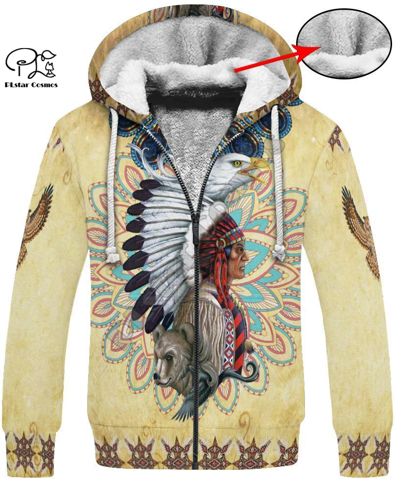 

PLstar Cosmos Indian Native Wolf Animal Autumm Winter Pullover Funny 3Dprint Men/Women NewFashion Coat Fleece Jacket Hoodies B-2