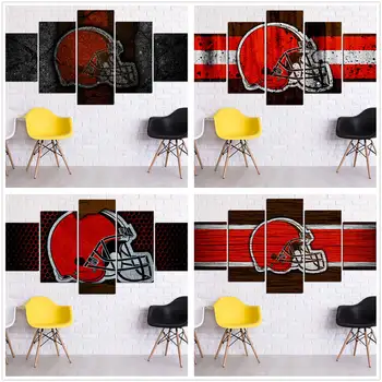 

HD Print Football Sports Team Flags Oil Painting Home Decor Wall Art on Canvas Cleveland Browns 5PCS/Set Living Room Decoration