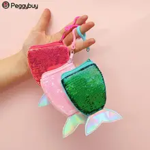 Детский кошелек с блестками для монет, Модный милый кошелек с рыбьим хвостом, Детский кошелек для денег, лазерный держатель для карт горячая распродажа