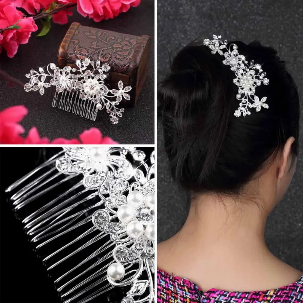 Свадебная расческа для волос кристалл тиара имитация жемчуга красивые волосы ювелирные украшения для свадебной вечеринки ювелирные украшения