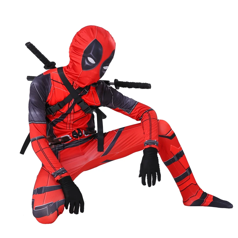 Online Disfraz de Deadpool para niños, disfraz de superhéroe de Deadpool, disfraces de máscara, mono, disfraz de fiesta de Halloween para niños y niñas