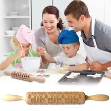 Рождественский деревянный тиснения Скалка 35*5 см печенье с гравировкой для выпечки ролик с рисунком олень; Снежинка Кухня инструменты