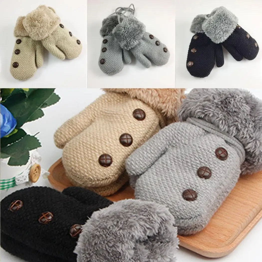 Детские модные зимние повседневные Лоскутные черные/серые/перчатки цвета хаки для детей от 4 до 7 лет