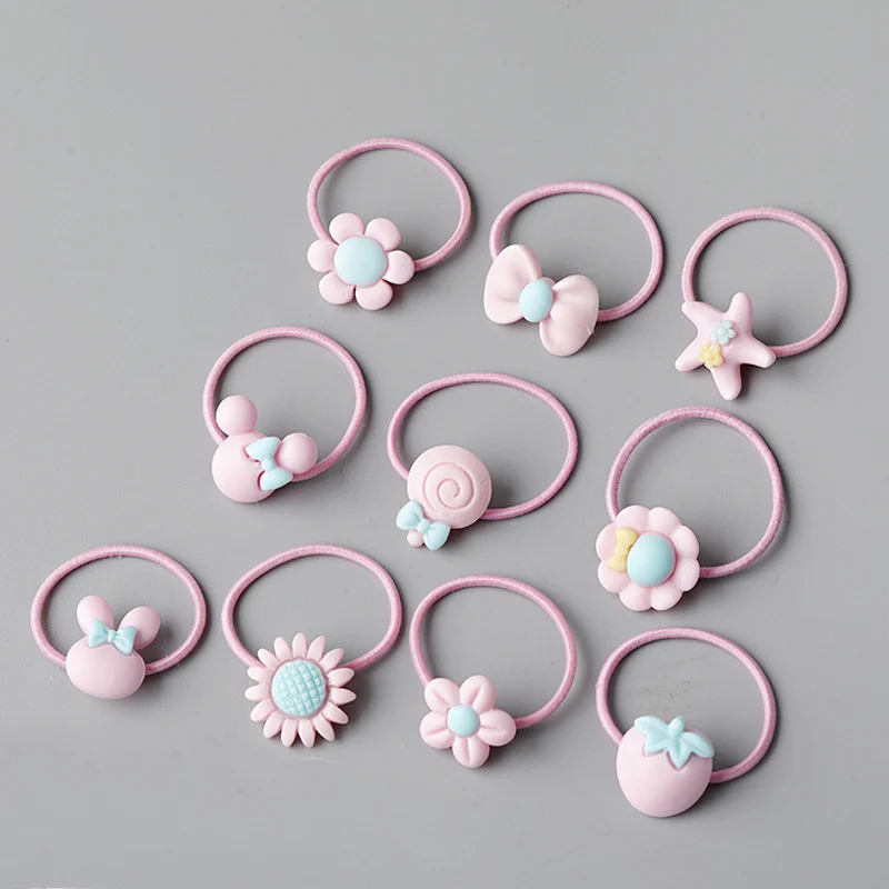 10pcs-1 10/20 корень детский головной убор кольцо для волос Корейская версия украшение для волос с героями мультфильмов девушка резинка милые аксессуары для волос - Цвет: 10pcs-1