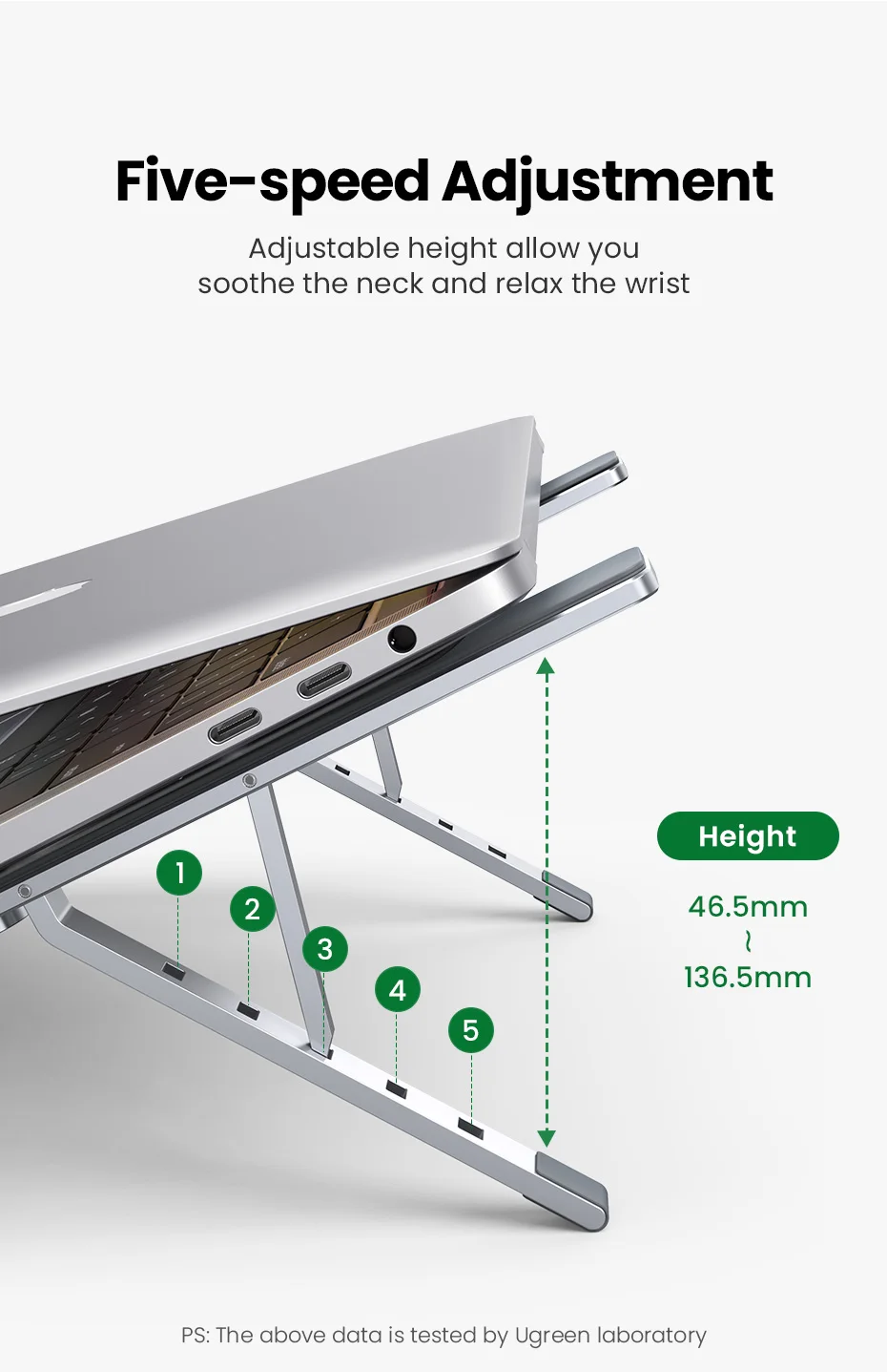 UGREEN Support Ordinateur Portable Réglable 10 à 16 Pouces Laptop Stand en  Alliage Aluminium Pliable Porte PC Portable Bureau Ergonomique Compatible  avec MacBook Air Pro HP Dell Lenovo ASUS MSI en destockage