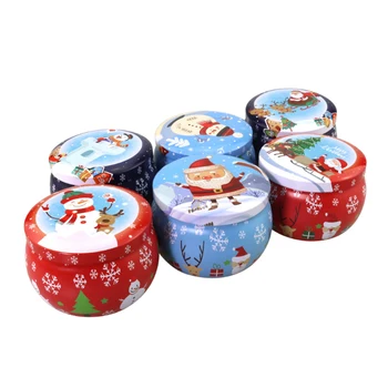 

20Pcs Mini Christmas Tinplate Candle Can Capacity Food Grade Tin Box Drum Shaped Gift Box Metal Candy Biscuit Iron Storage Box
