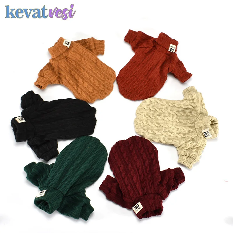 

Dog Clothes Autumn Solid Color Dog Coat Soft Thick Puppy Knit Sweater Chihuahua Warm Turtleneck Small Medium Dogs Outfit