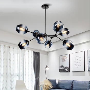

Modern LOFT Gradient Glass LED Chandelier Lighting Nordic Chandelier for Living Room Bedroom Hanging Lamp Kitchen Gold Lustre