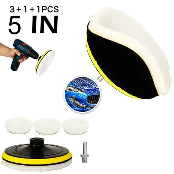 

New Arrival High Quality 5Pcs 5 Inch Buffing Polishing Pads Wool Wheel Mop Kit For Car Polisher Drill